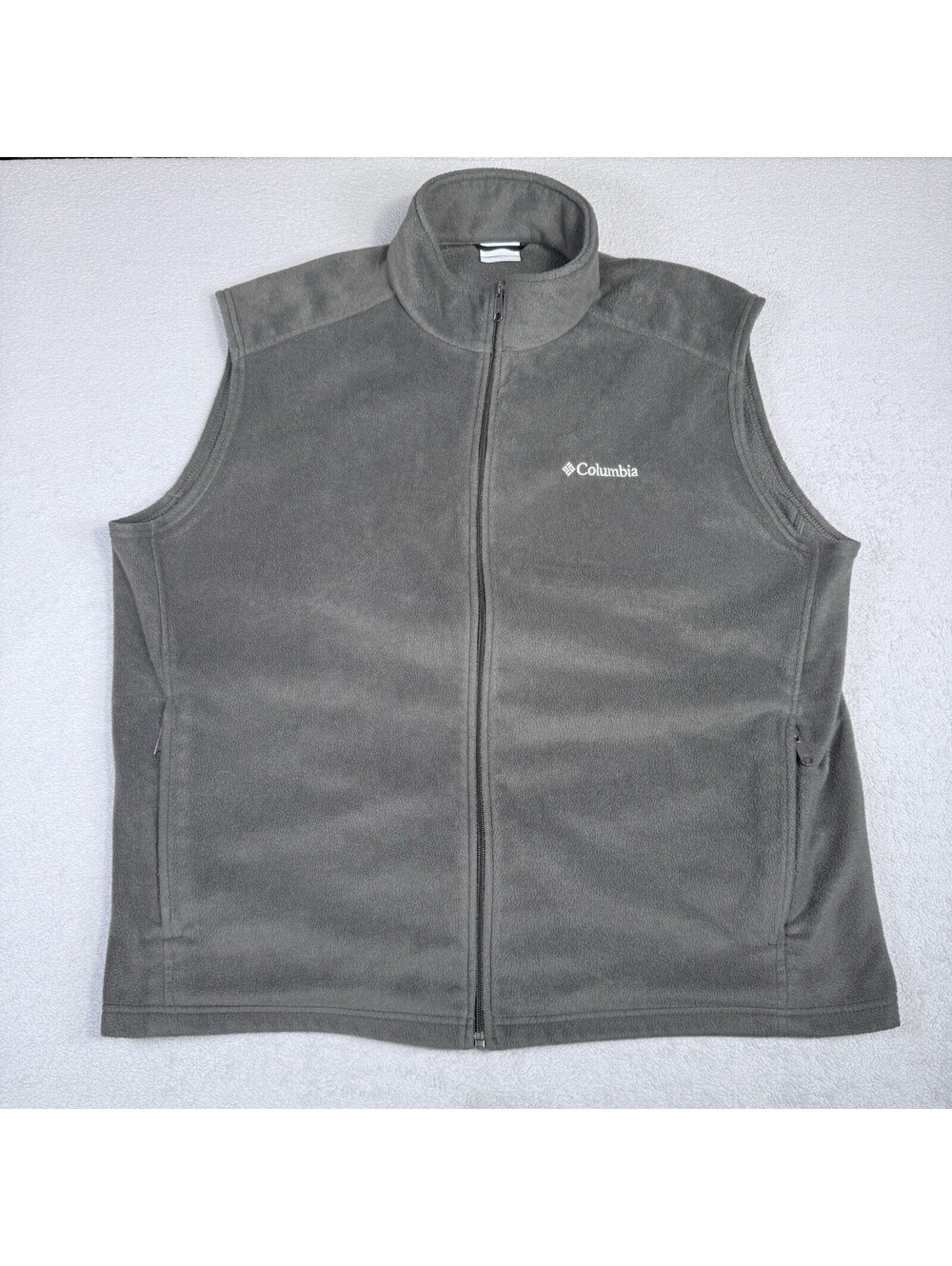 Columbia Fleece Vest Jacket Mens XX-Large Gray Full Zip Lightweight Outdoor
